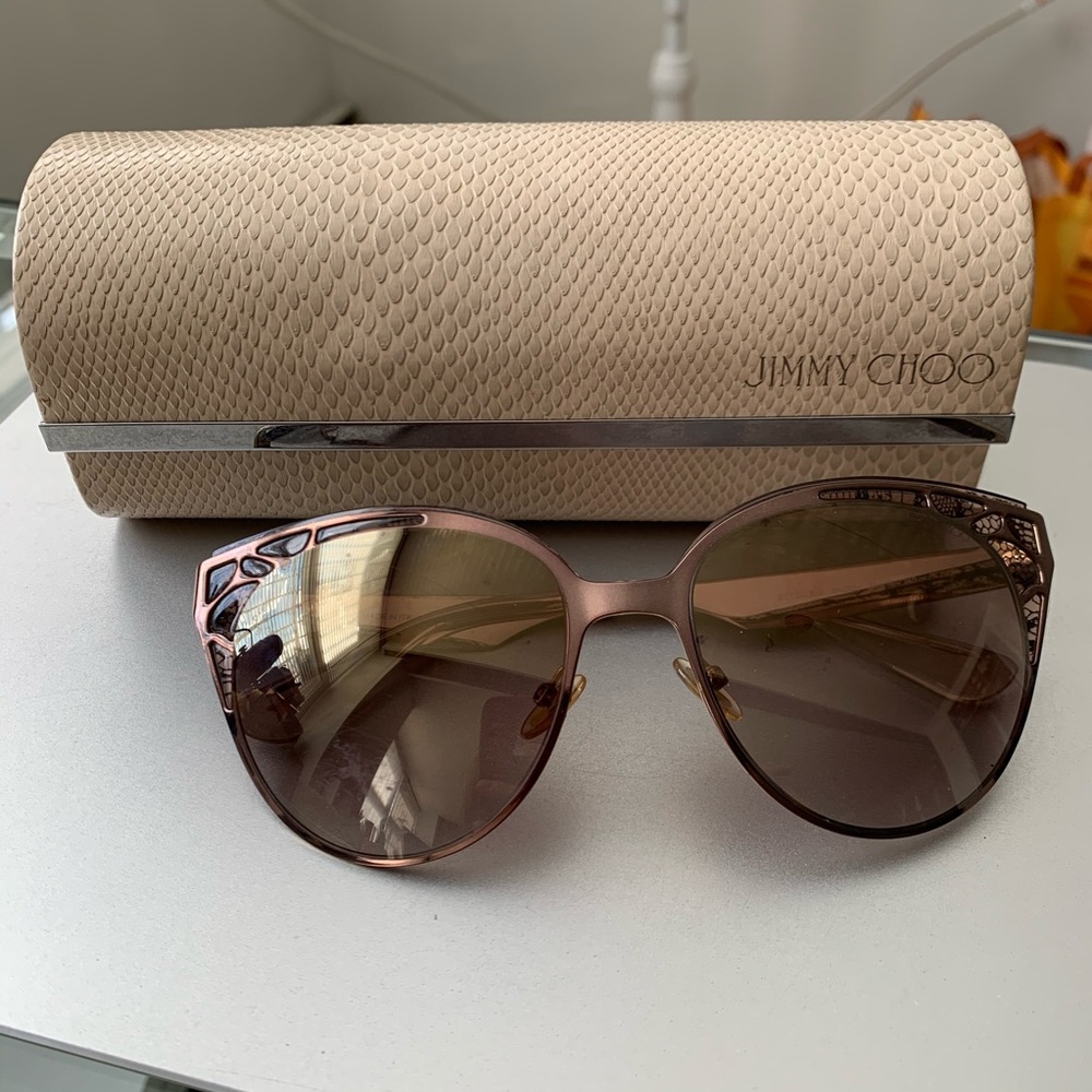 Jimmy Choo Estelle Lace-Pattern Cat-Eye Sunglasses